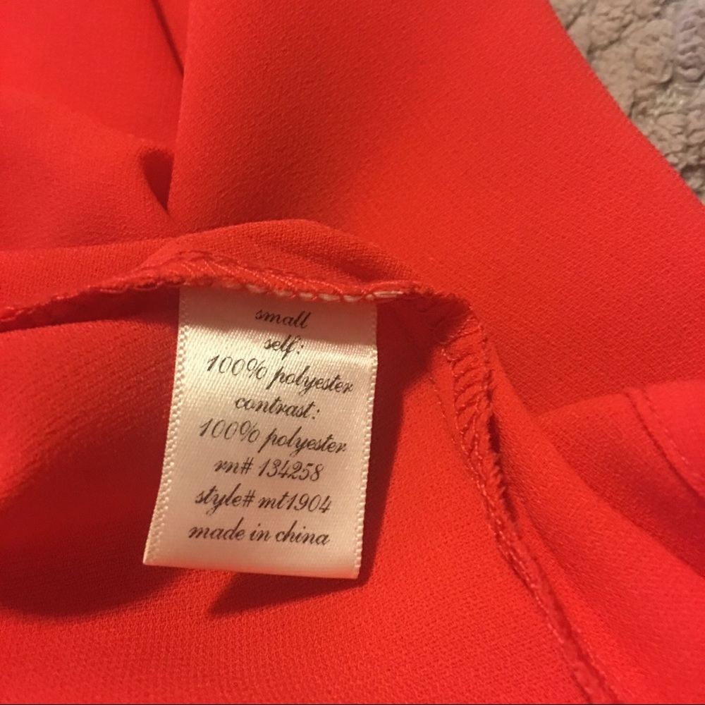 Red Sleeveless Blouse with Navy Straps - Picture 6 of 8